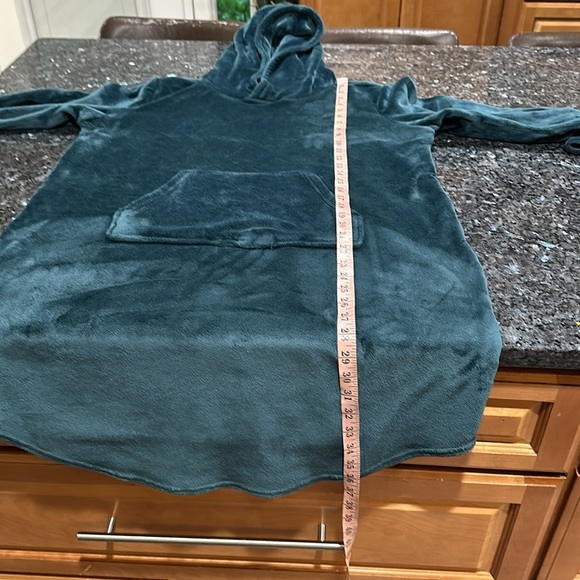 Cozy Teal Fleece Dress with Pocket - Picture 5 of 7